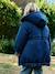 Reversible parka for girls khaki+navy blue 
