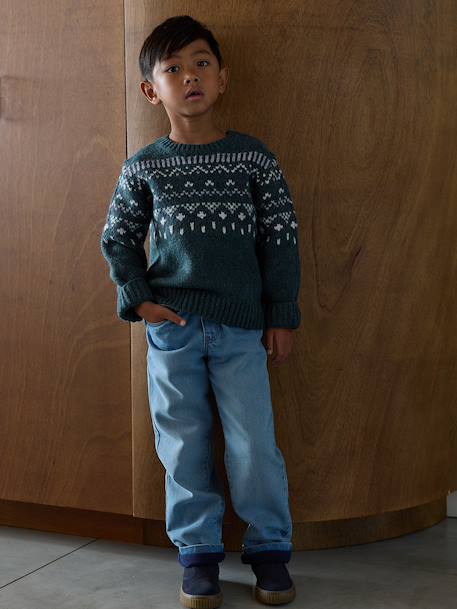 Wide-leg fleece-lined jeans for boys double stone 