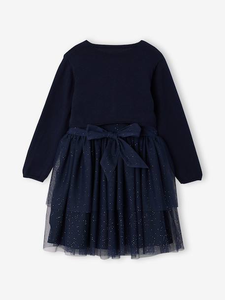 Dress and cardigan set for girls navy blue 