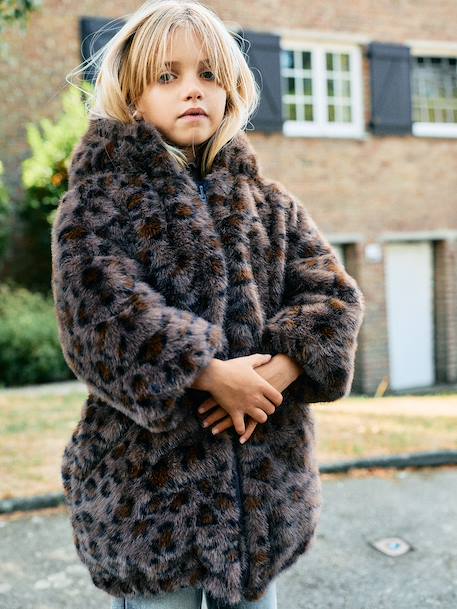 Reversible parka for girls khaki+navy blue 