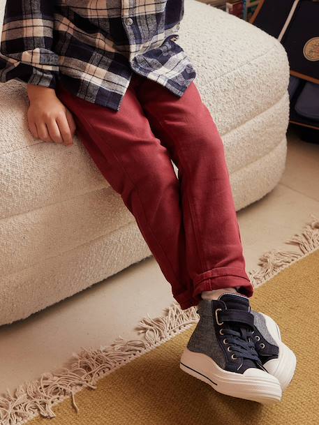 MEDIUM Hip, MorphologiK Slim Leg Coloured Trousers, for Boys beige+black+night blue+petrol blue+rust+tomato red 