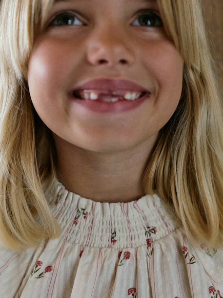 Long-sleeved blouse for girls ecru 