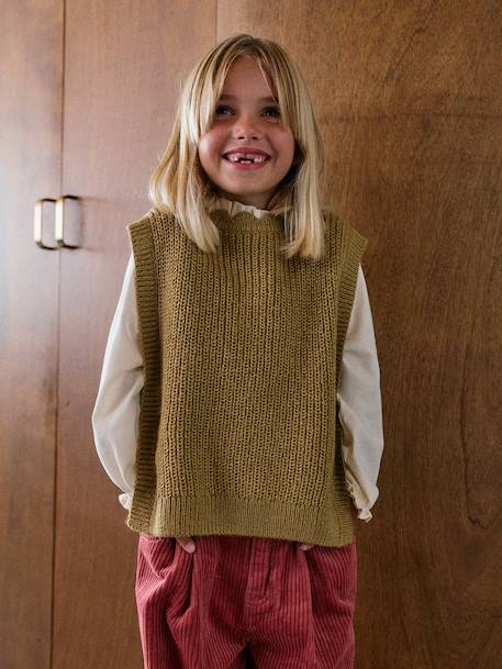 Fancy Sleeveless Jumper for Girls navy blue+olive 