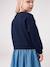 Long-sleeved dress for girls ecru+navy blue 
