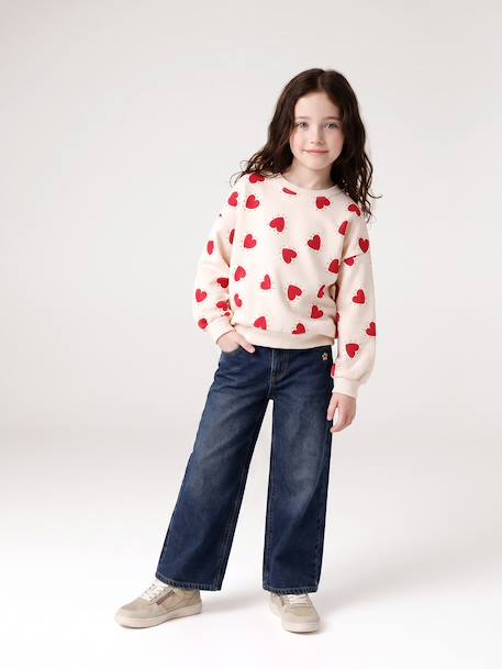 Round-neck sweatshirt for girls ecru+ivory+pale pink+taupe 