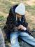 Reversible parka for girls khaki+navy blue 