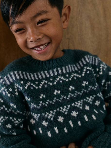 Jacquard jumper for boys green 
