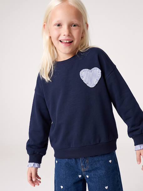 Sweatshirt for girls grey green+navy blue 