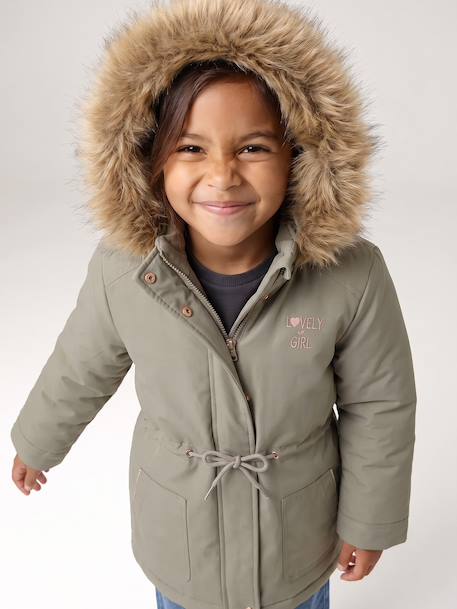3-in-1 Parka with Hood for Girls black+GREEN DARK SOLID+khaki+PURPLE MEDIUM SOLID+sage 