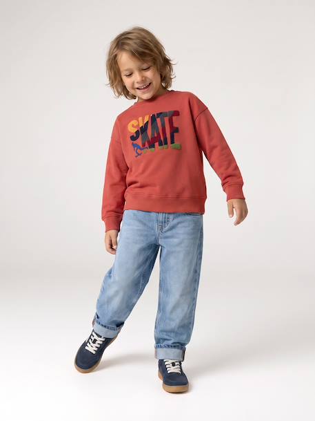 Crewneck sweatshirt for boys navy blue+tomato red 