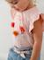 T-Shirt with Flowers in Relief, for Babies Light Pink+vanilla 