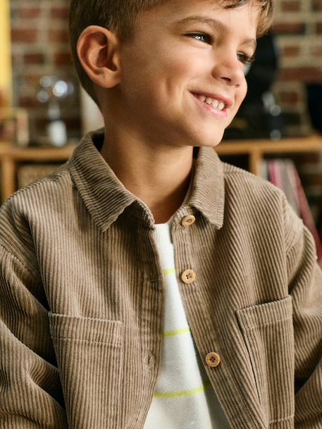 Corduroy long-sleeved shirt for boys taupe 