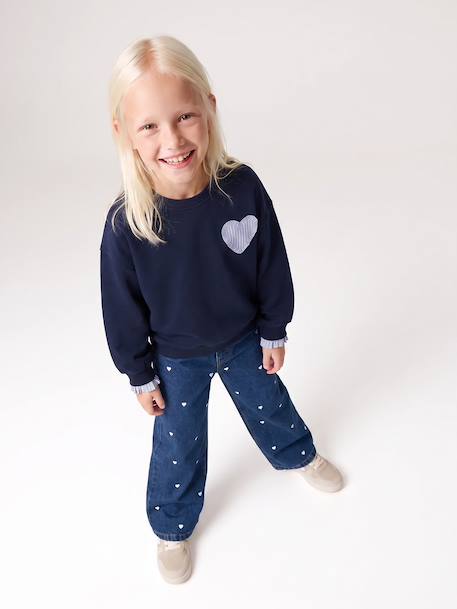 Sweatshirt for girls grey green+navy blue 