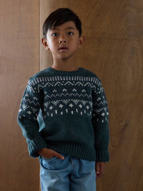 Jacquard jumper for boys green 