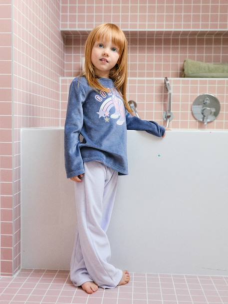 Pack of 2 pyjamas for girls slate blue 