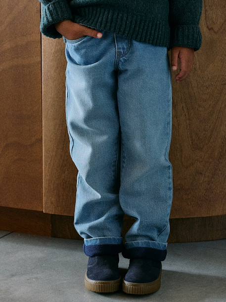 Wide-leg fleece-lined jeans for boys double stone 