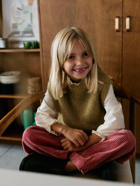 Fancy Sleeveless Jumper for Girls navy blue+olive 