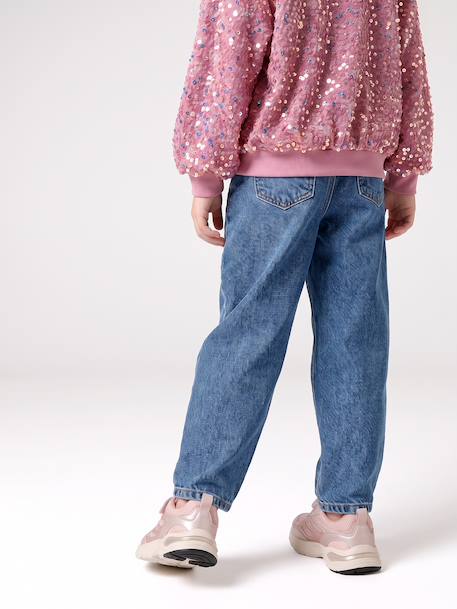 Balloon jeans for girls bleached denim+medium blue 