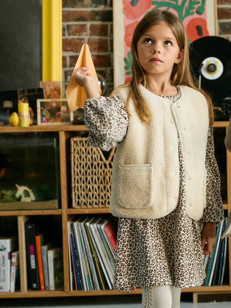 Sleeveless Sherpa Jacket for Girls blush+plum+vanilla 