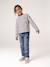Striped long-sleeved T-shirt for girls mauve+navy blue+sweet pink 