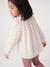 Girl's blouse with smocked sleeves ivory+sage green+vanilla 