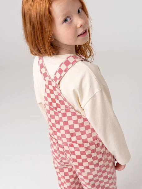 Dungarees in twill for girls sweet pink 