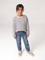 Striped long-sleeved T-shirt for girls mauve+navy blue+sweet pink 