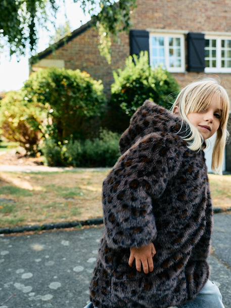 Reversible parka for girls khaki+navy blue 