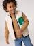 Sleeveless sherpa cardigan for boys caramel+ecru 