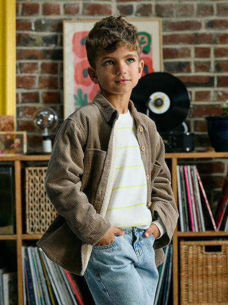 Corduroy long-sleeved shirt for boys taupe 