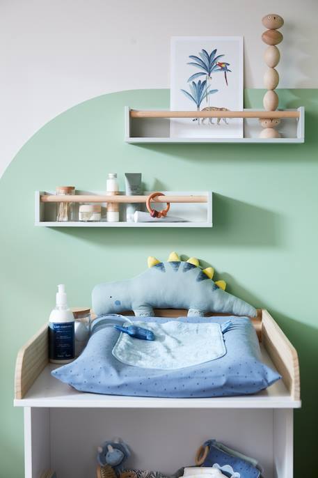 Set of 2 Book Shelves Green+Wood/White 