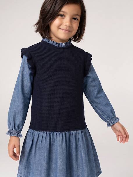 2-in-1 Dress for Girls navy blue 