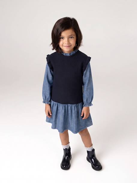 2-in-1 Dress for Girls navy blue 