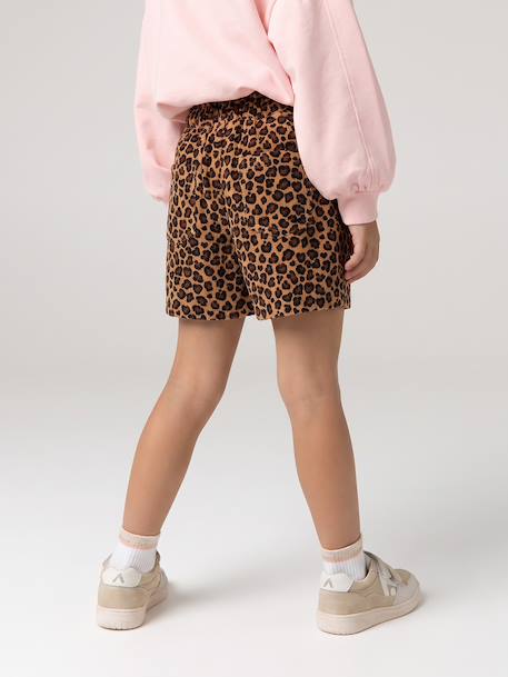 Paperbag-Style Corduroy Shorts for Girls camel+chocolate+cinnamon+grey+mauve+peacock blue 