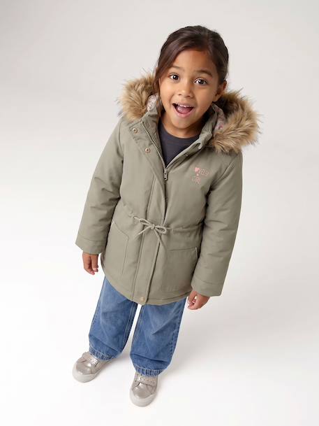 3-in-1 Parka with Hood for Girls black+GREEN DARK SOLID+khaki+PURPLE MEDIUM SOLID+sage 