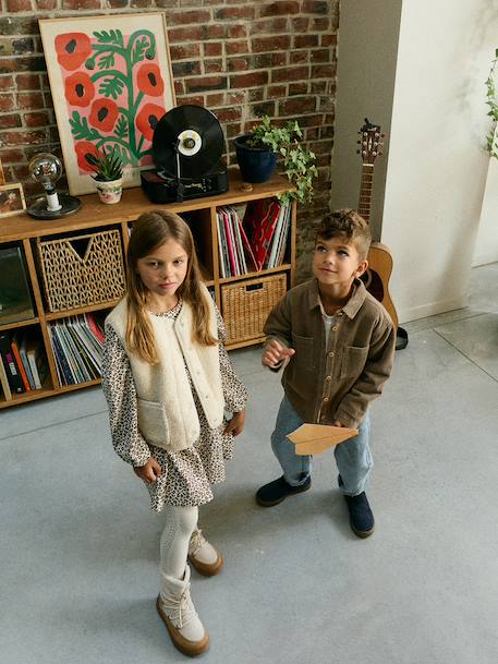Sleeveless Sherpa Jacket for Girls blush+plum+vanilla 