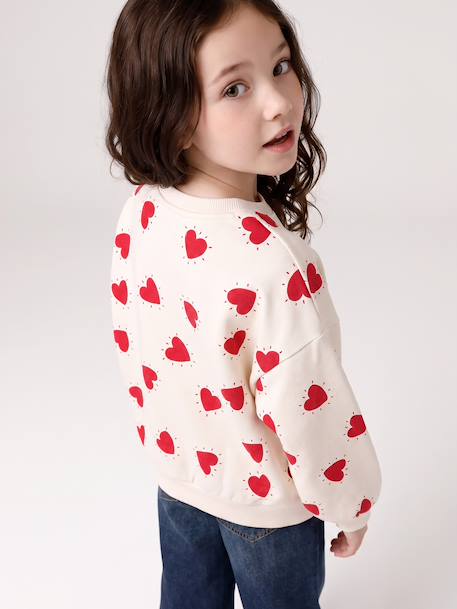 Round-neck sweatshirt for girls ecru+ivory+pale pink+taupe 
