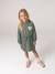 Short hooded dress for girls green+marl grey+navy blue 