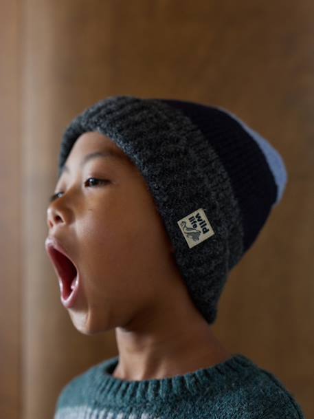 3-piece hat, snood and mittens set for boys navy blue 