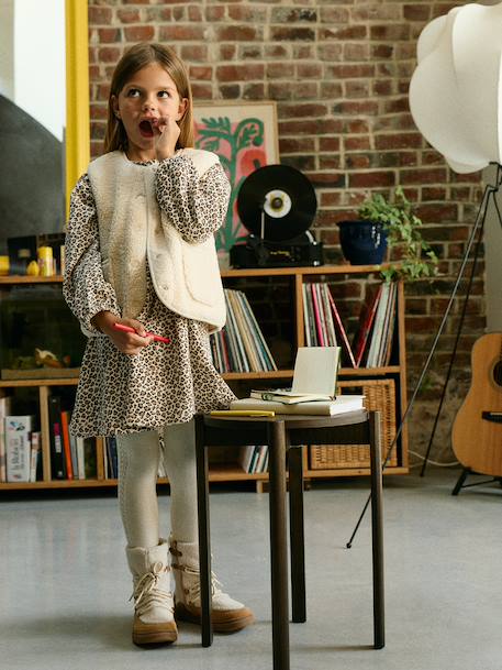 Sleeveless Sherpa Jacket for Girls blush+plum+vanilla 