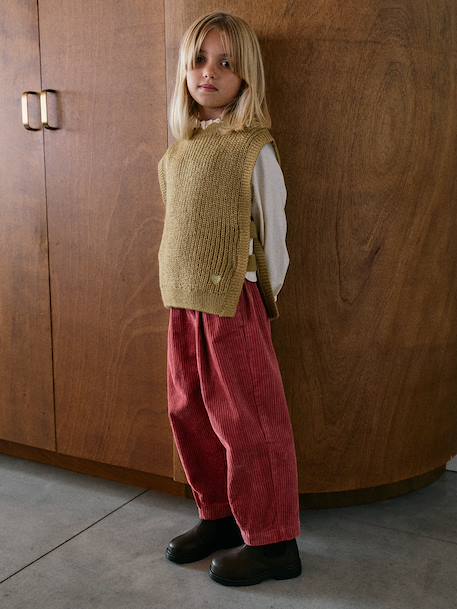 Fancy Sleeveless Jumper for Girls navy blue+olive 
