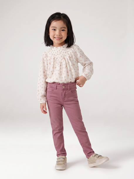 Slim trousers for girls ink blue+mauve 