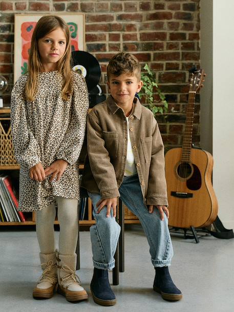 Corduroy long-sleeved shirt for boys taupe 