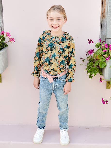 Blouse with Floral Print, for Girls aqua green 