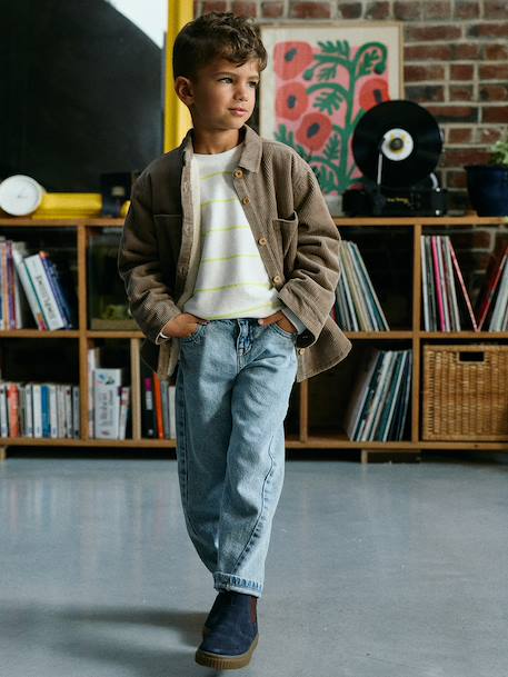 Corduroy long-sleeved shirt for boys taupe 