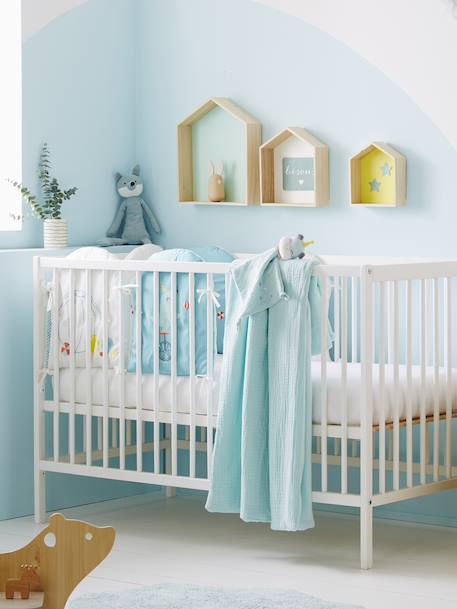 Set of 3 House-Shaped Shelves aqua green+Light Blue+Pink 