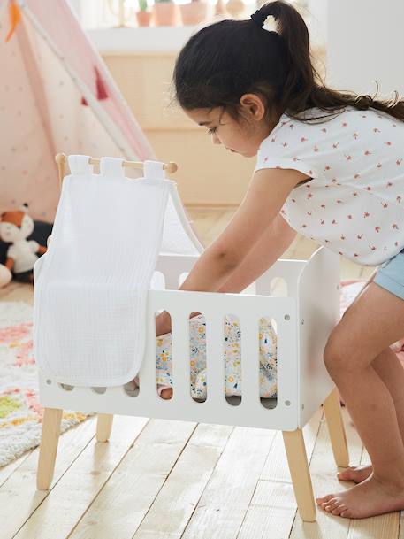 Wooden Bed with Legs for Dolls - FSC®100% Certified Wood/White 