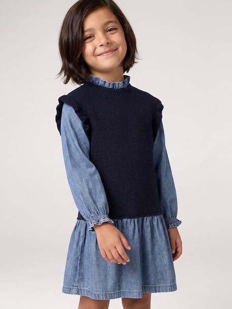 2-in-1 Dress for Girls navy blue 