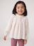 Girl's blouse with smocked sleeves ivory+sage green+vanilla 