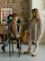 Long-sleeved dress for girls ecru+navy blue 